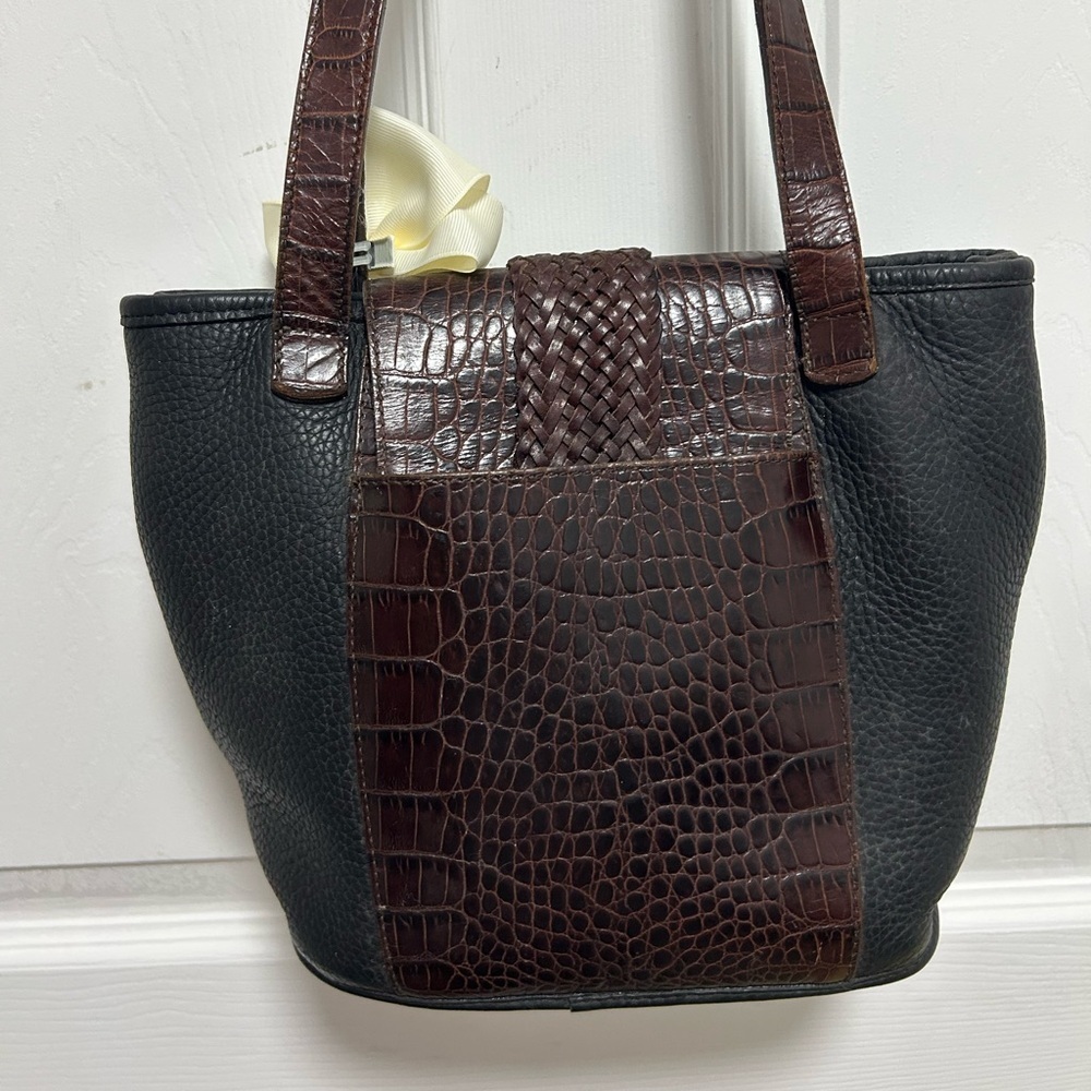 Vintage Brighton Black and Brown Shoulder Bag with Heart Charm - Picture 3 of 5